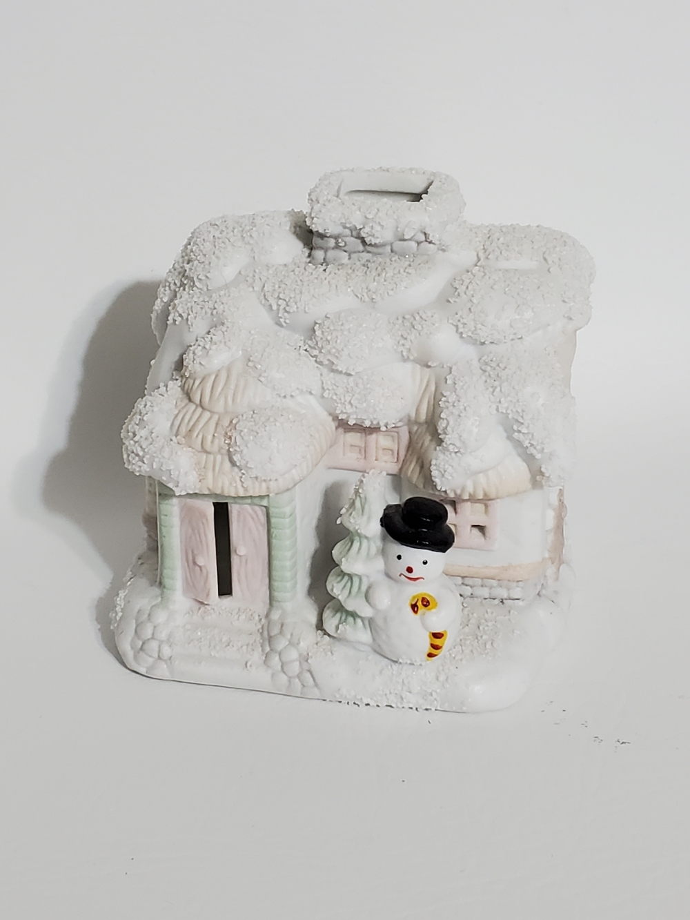 Play by Play Novelties Ceramic Snowy Cottage Tealight Holder Snowman